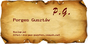 Porges Gusztáv névjegykártya